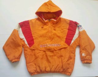 Vintage Tampa Bay Buccaneers Orange Throwback Pullover Starter Jacket Size Large