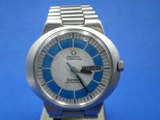Vintage Omega Geneve Dynamic Two Tone Blue Dial Daydate Auto Man 