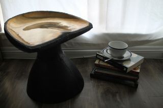 Estate Find Vintage Brutalist Brass Low Stool Gold Tone Seat Dark Patina Body