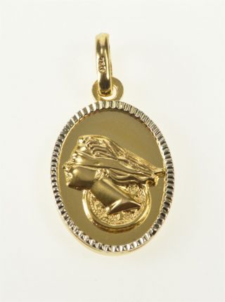 18k Lady Justice Blindfolded Woman Oval Talisman Charm/pendant Yellow Gold 26