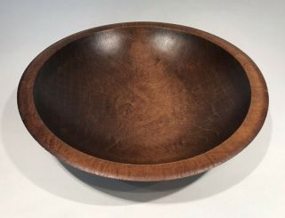 Vintage Primitive Style Round Dark Wood Wooden Bowl 9.  5 " Wide X 2 " Deep Decor