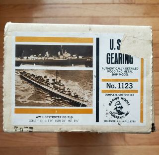 Marine Model Company U.  S.  S Gearing WWII Vintage Wooden/Metal Ship Kit - No.  1123 3