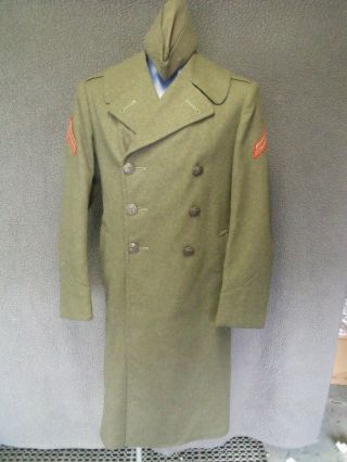 Vintage Ww2 Era Us Marine Corp Service Trench Coat