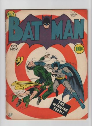 Batman 7 Vintage Early Golden Age Comic Bullseye Cover Joker App 10c