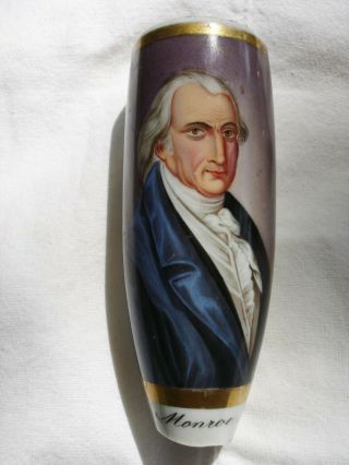 Antique Porcelain Pipe Bowl W/ Hand Painted Image Of U.  S.  President James Monroe 3