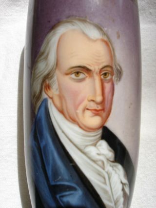 Antique Porcelain Pipe Bowl W/ Hand Painted Image Of U.  S.  President James Monroe 4