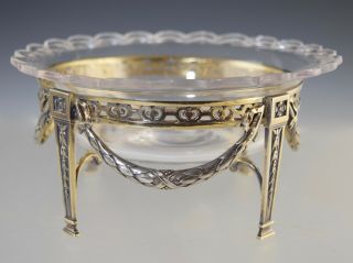 Antique FRENCH STERLING SILVER GILT SERVER w/CUT GLASS BOWL NEO - CLASSICAL STYLE 2