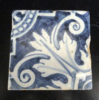 17th/18th Century Tile,  Delft/english Blue And White Tile (1)