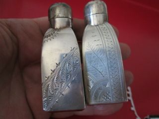 AESTHETIC PERIOD & DECORATED Pair GORHAM 1870 STERLING 3 in SHAKERS 2.  4 toz 2