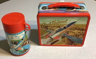 Vintage Evel Knievel 1974 Aladdin Industries Metal Lunch Box With Thermos C - 9 2
