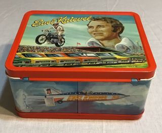 Vintage Evel Knievel 1974 Aladdin Industries Metal Lunch Box With Thermos C - 9 5