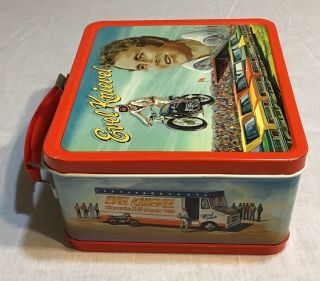 Vintage Evel Knievel 1974 Aladdin Industries Metal Lunch Box With Thermos C - 9 6