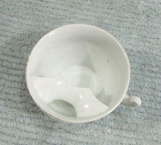 Antique White Porcelain Mustache Cup W Old Pinky Handle 2 - 1/4 " X 3 - 7/8 " S/h