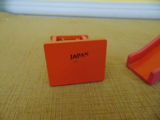 Vintage WOODEN DOLLHOUSE WOOD PLAY SET SWING FOLDING SLIDE ORANGE PINK JAPAN 5