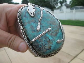 Rare Vintage - HUGE - NAVAJO - SILVER & TURQUOISE - CUFF BRACELET by TOM SAM 2