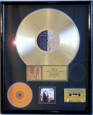 Pearl Jam Eddie Vedder “vs.  ” Riaa Record Award Gold Mike Mccready Rare Press