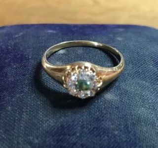 Quality Victorian Diamond And Emerald Cluster Ring Size R