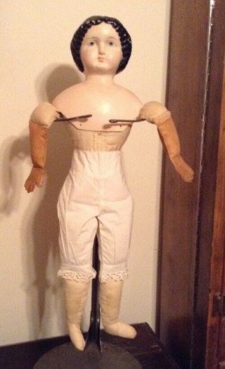 Antique German Paper Mache Doll 25 Inches Tall 5