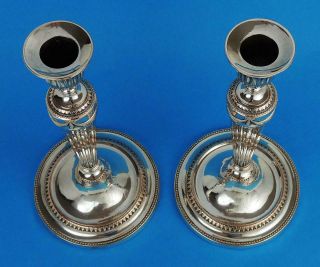 PAIR GEORGE III OLD SHEFFIELD PLATE Adam Style CANDLESTICKS c1775 4