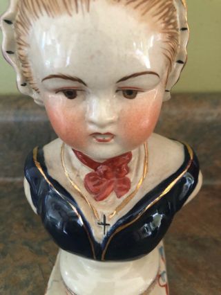 Vintage Head Bust Of Young Lady 8” 2