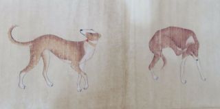 Vintage Chinese Dogs Scroll Painting " Ten Of The Best " Signed Seals