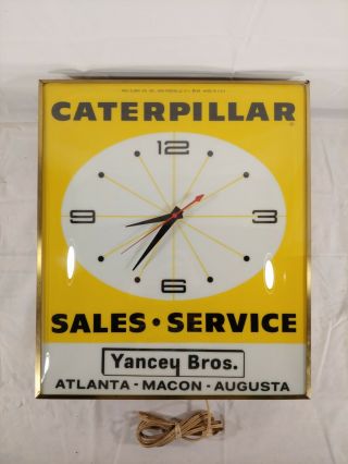 Vintage Caterpillar Cat Tractor Sales & Service John Deere Pam Advertising Clock