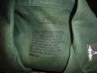 VINTAGE POST WWII US ARMY 8TH ARMY OG - 107 COTTON SATEEN SHIRT S MADE IN USA L@@K 3