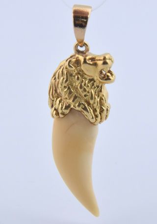Vintage Solid 18k Yellow Gold Pendant In The Style Of A Faux Lion 