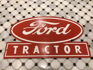 Vintage Ford Tractor Porcelain Sign Tractor Farm Plow Equipment Sales Gas Oil