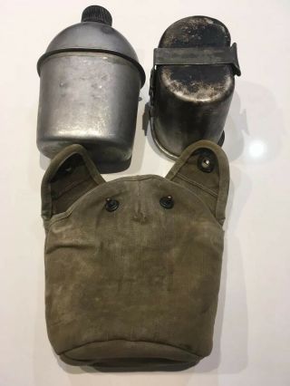Named Wwii Us Army M1910 Canteen With Cover & Cup Ww2 Dated