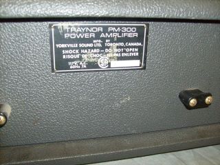Vintage Traynor PM - 300 Power Amplifier - Powers up.  no testing done. 7