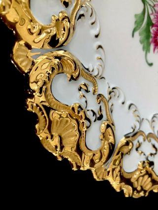 Large Antique meissen porcelain Rococo Heavy Gold Gilded Serving Tray 10