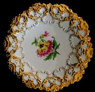 Large Antique meissen porcelain Rococo Heavy Gold Gilded Serving Tray 3