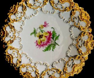 Large Antique meissen porcelain Rococo Heavy Gold Gilded Serving Tray 4