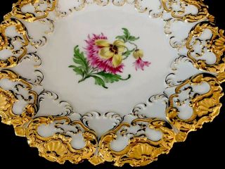 Large Antique meissen porcelain Rococo Heavy Gold Gilded Serving Tray 5