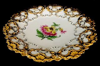 Large Antique meissen porcelain Rococo Heavy Gold Gilded Serving Tray 7