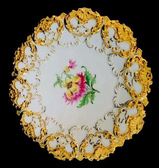 Large Antique meissen porcelain Rococo Heavy Gold Gilded Serving Tray 8