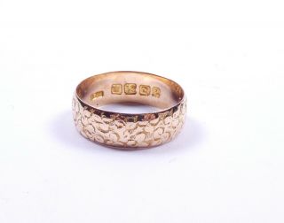 Rose Gold Wedding Ring Antique 18 Carat Gold Size M Birmingham 1900 Patterned