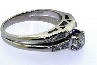 Vintage 14k gold 0.  64ct diamond wedding engagement ring sz 5.  25 w/ 0.  40ct ctr 4