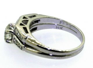 Vintage 14k gold 0.  64ct diamond wedding engagement ring sz 5.  25 w/ 0.  40ct ctr 5