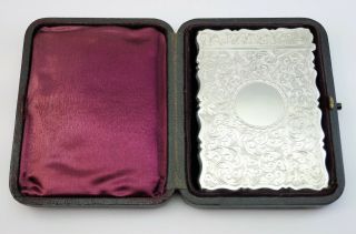 C1897,  George Unite,  Antique Victorian Sterling Silver Calling Card Case,  Boxed