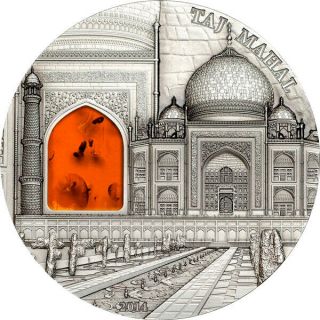 Palau 2014 10$ Taj Mahal Mineral Art 2 Oz Antique Finish Silver Coin