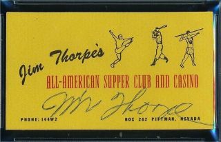 Jim Thorpe 1950 Signed Personal Las Vegas Business Card PSA/DNA AUTO VERY RARE 2