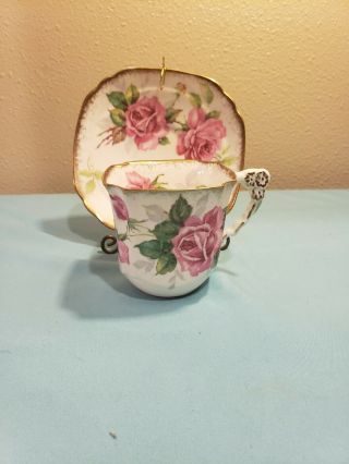 Vintage Royal Stafford Berkeley Rose Bone China Tea Cup & Saucer - England 2