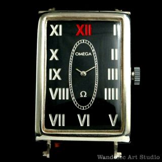 OMEGA Vintage Men ' s Wrist Watch Art Deco Silver Men Black Mens Wristwatch Swiss 3