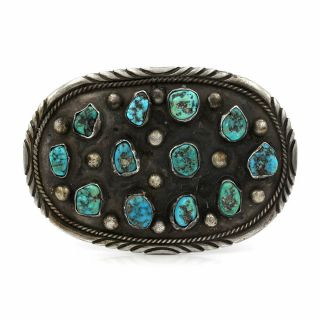 Dorothy Secatero Vintage Navajo Sterling Silver Turquoise Belt Buckle