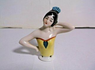 Vintage Porcelain Half Doll Pin Cushion Marked Germany