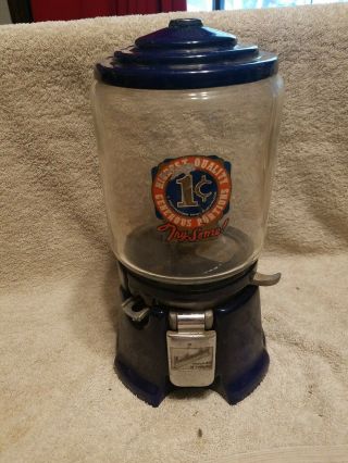 Antique Colbolt Blue Porcelain Cast Iron Northwestern Candy /peanut Machine