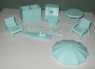 Marx 1960s Large Scale Doll House Furniture Laundry Room And Patio