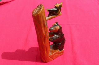 Vintage Cccp Ussr 1976 Russian Hand Carved Wood " Bear And Sparrow "
